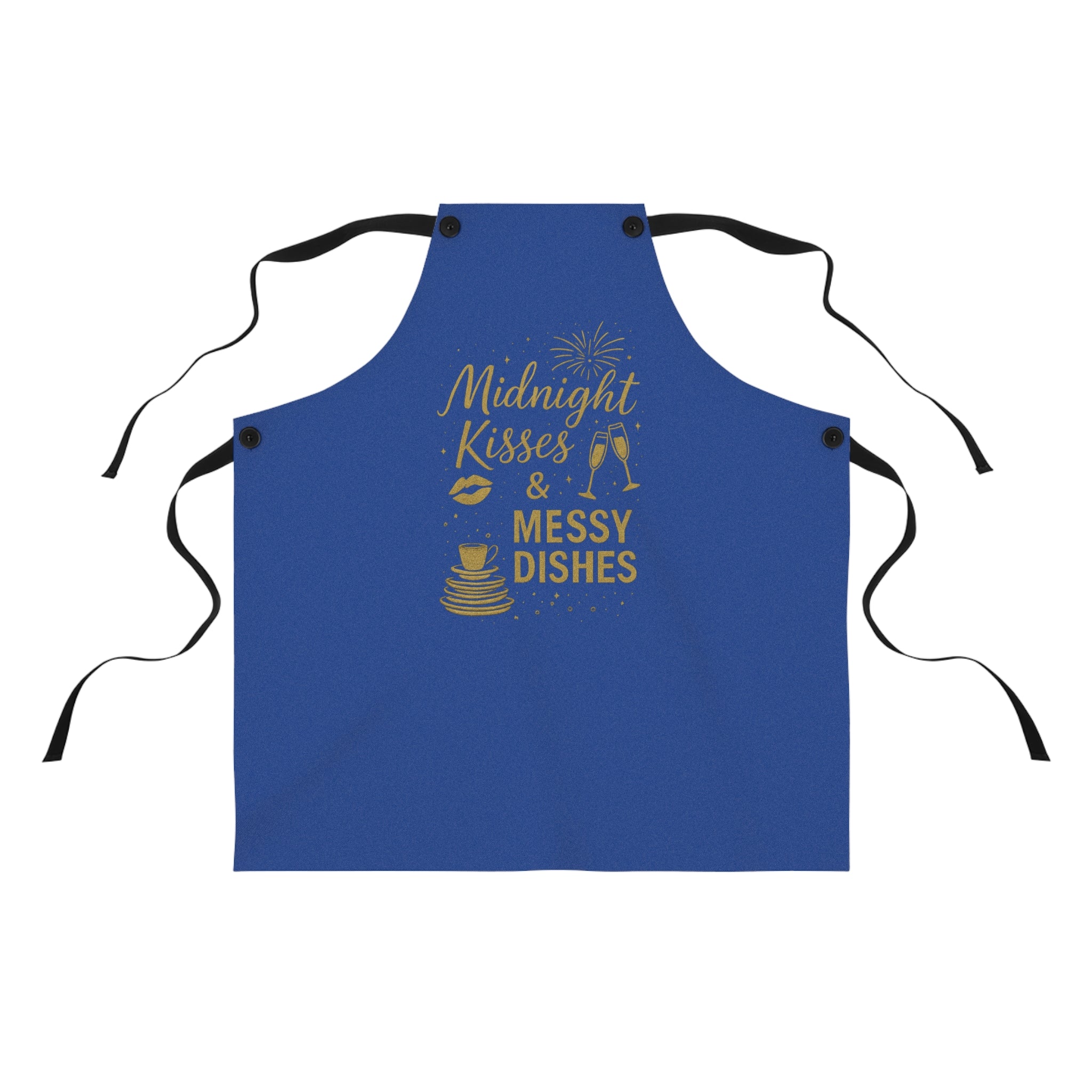 Midnight Kisses & Messy Dishes Apron — Romantic New Year's/Date Night Kitchen Apron