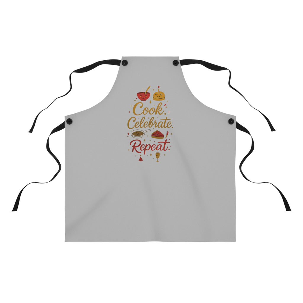 Cook, Celebrate, Repeat Apron — Festive Kitchen Chef Apron