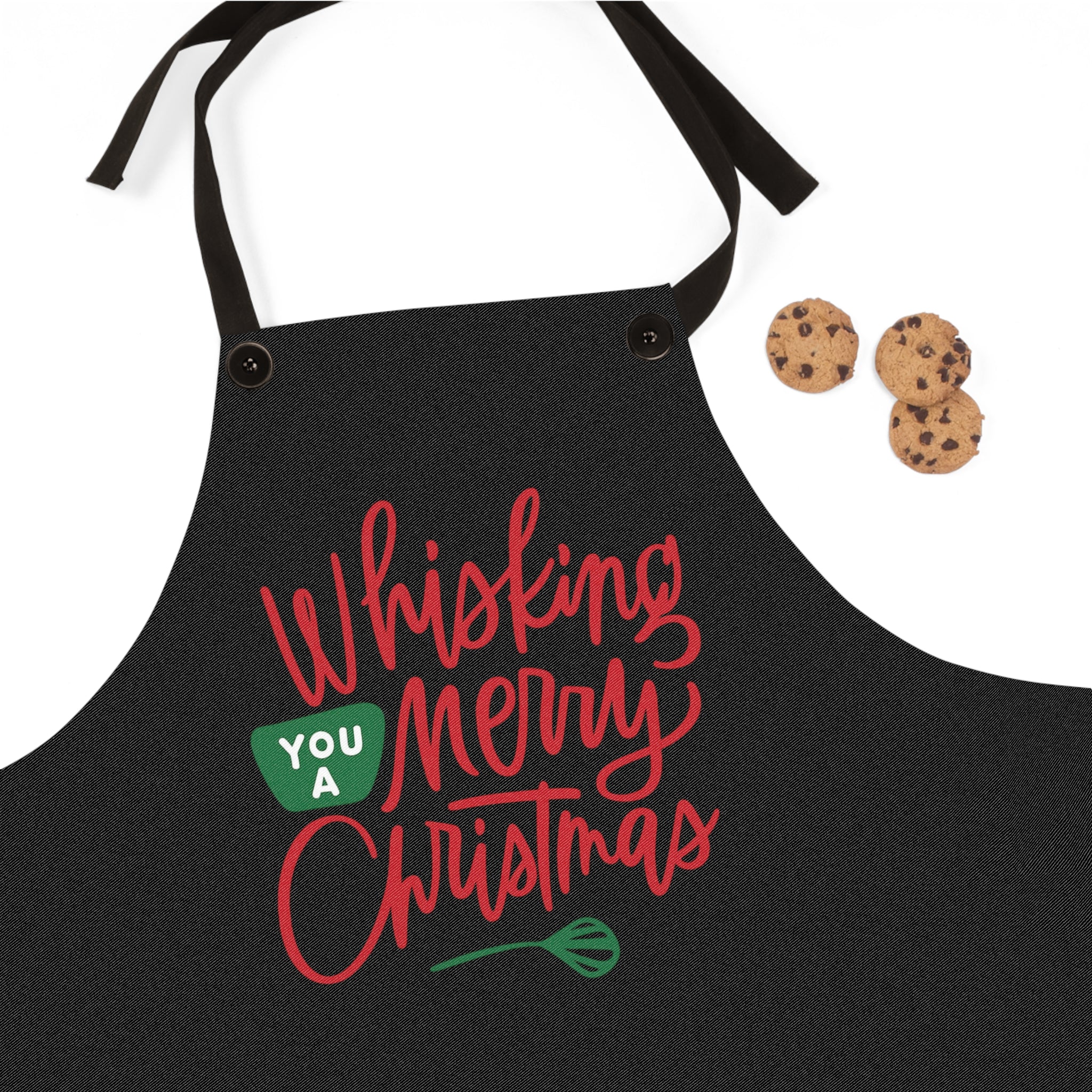 Christmas Baking Apron — "Whisking You a Merry Christmas" Holiday Kitchen Apron