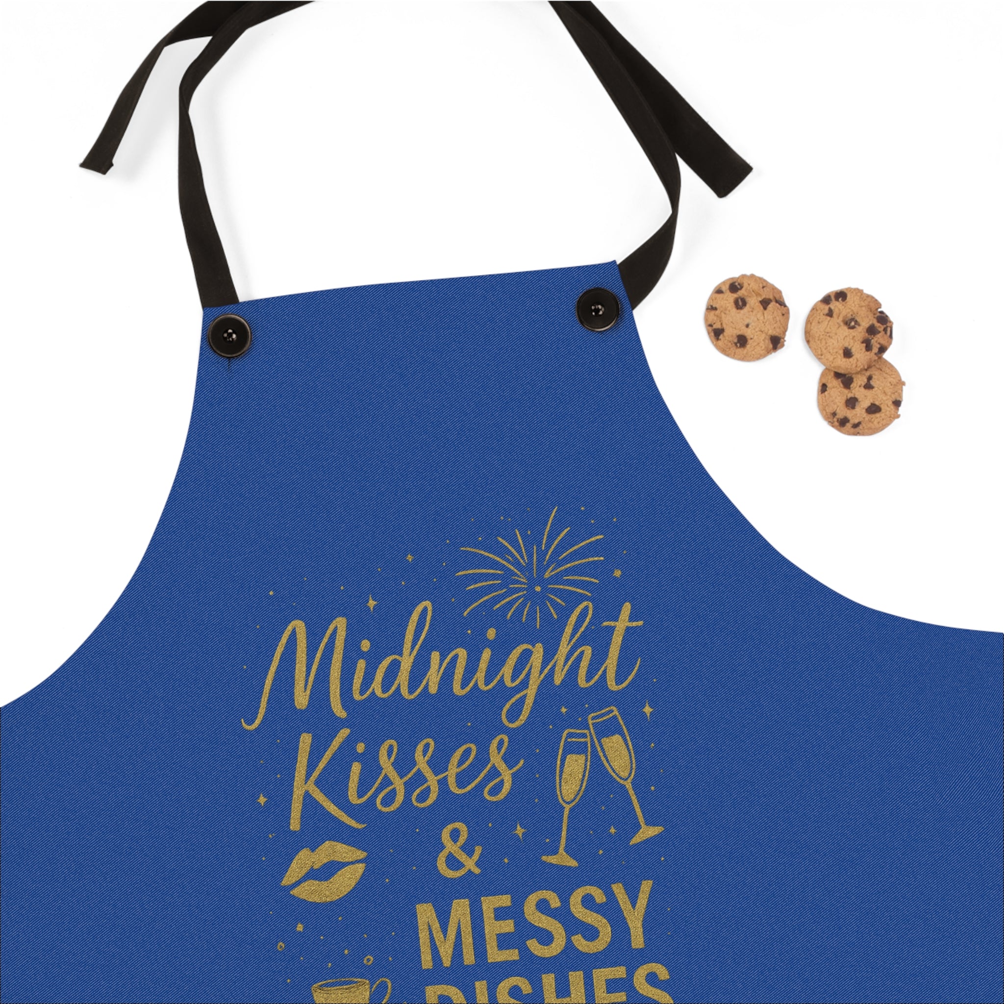 Midnight Kisses & Messy Dishes Apron — Romantic New Year's/Date Night Kitchen Apron