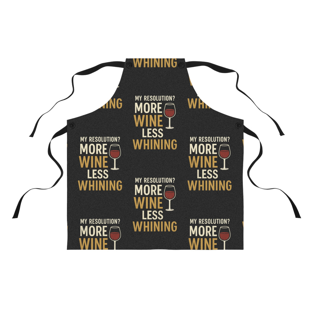 Funny Wine Apron — "My Resolution? More Wine Less Whining" Kitchen Apron