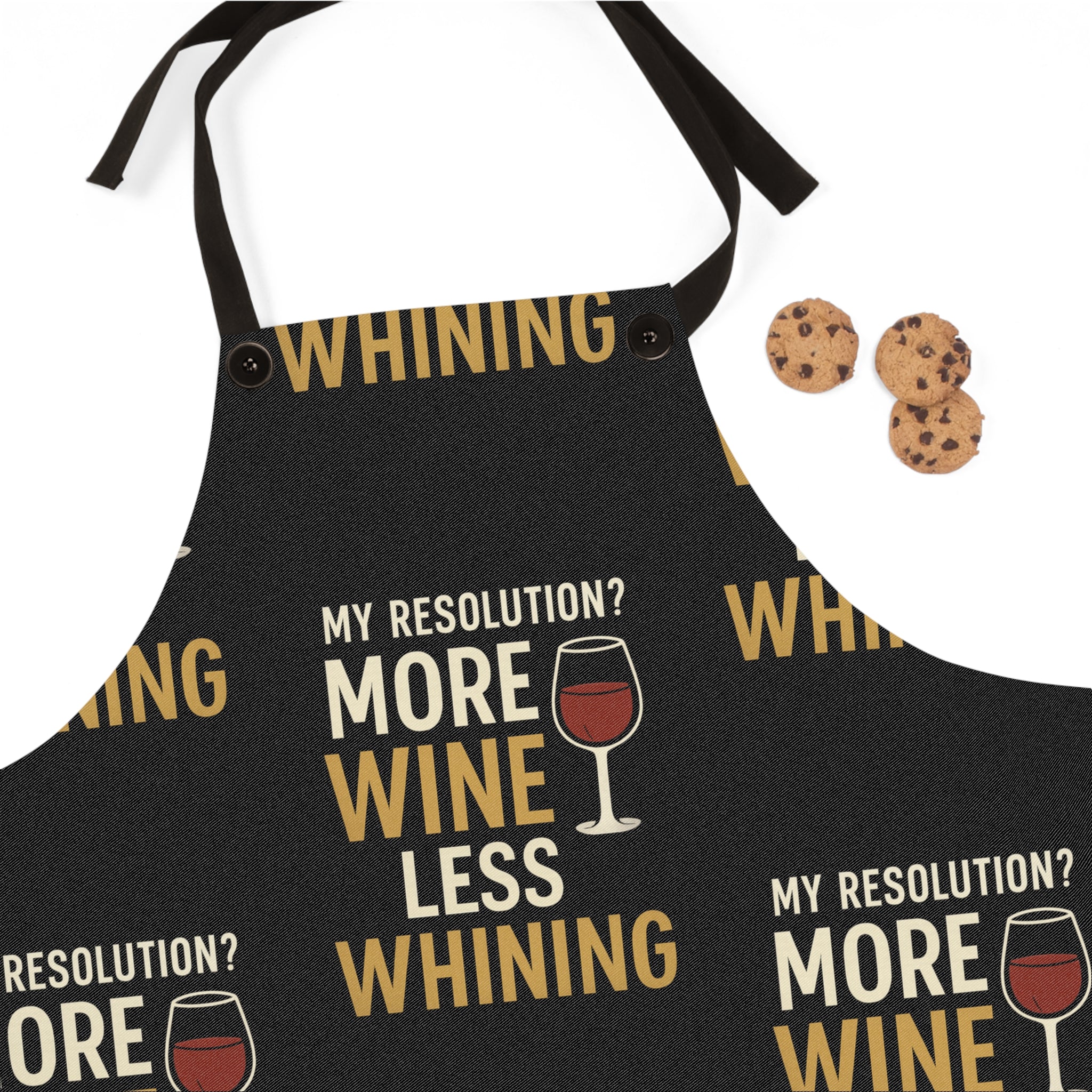 Funny Wine Apron — "My Resolution? More Wine Less Whining" Kitchen Apron