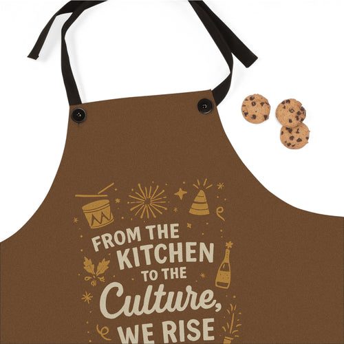 Apron — "From the Kitchen to the Culture, We Rise" Brown Celebration Apron